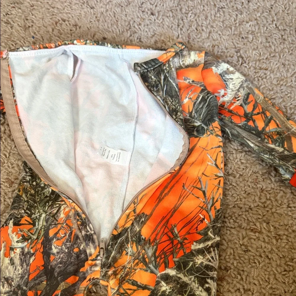 Kids Camouflage Pajama One Piece by Take A Tote - Orange and Gray size 3-6 month
